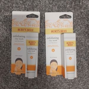 Burt's Bees Exfoliating Clay Mask with plum extract .57oz lot of 2